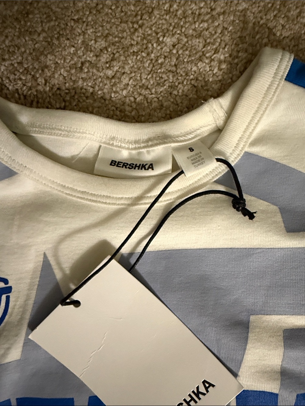 Bershka White T-Shirt with Blue 'Italia' Sport Print - Picture 4 of 6